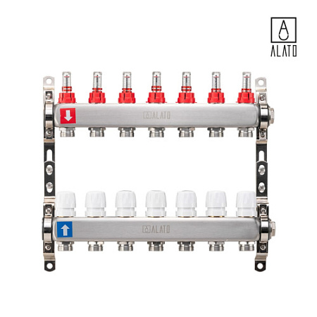Коллектор с расходомерами ALATO 0301-0007, 1" x 3/4" x 7-вых