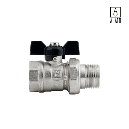 Кран шаровой с «американкой», неполнопроходной, ВР/НР, ручка бабочка 0206-2020, 3/4" x 3/4" 