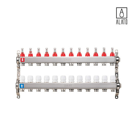 Коллектор с расходомерами ALATO 0301-0012, 1" x 3/4" x 12-вых