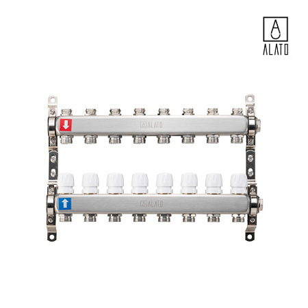Коллектор без расходомеров ALATO 0302-0008, 1" x 3/4" x 8-вых