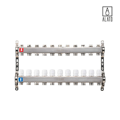 Коллектор без расходомеров ALATO 0302-0011, 1&amp;quot; x 3/4&amp;quot; x 11-вых