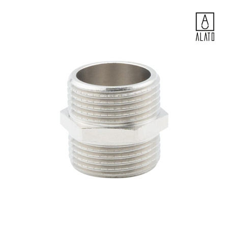 Ниппель НР-НР, никелированный 0103-1515, 1/2"