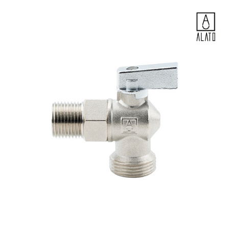 Кран шаравой угловой, для подключения сантехприборов, хромированный 0211-1520, 1/2" x 3/4" 