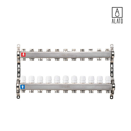 Коллектор без расходомеров ALATO 0302-0011, 1" x 3/4" x 11-вых