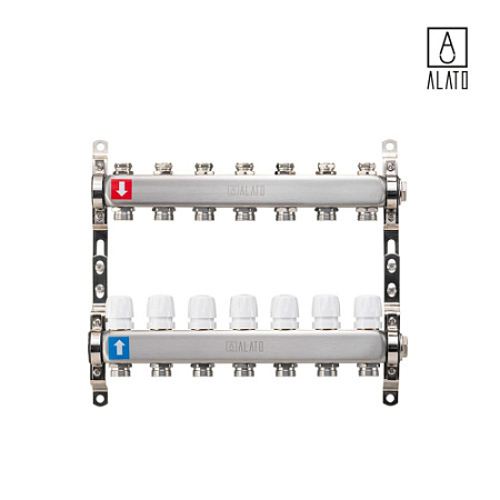 Коллектор без расходомеров ALATO 0302-0007, 1" x 3/4" x 7-вых
