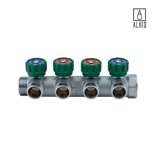 Регулирующий коллектор, подключение 3/4&amp;quot; (евроконус) 4 вых., 0312-0004, 1&amp;quot;x3/4&amp;quot;x4 вых