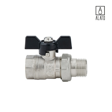 Кран шаровой с «американкой», неполнопроходной, ВР/НР, ручка бабочка 0206-1515, 1/2" x 1/2"