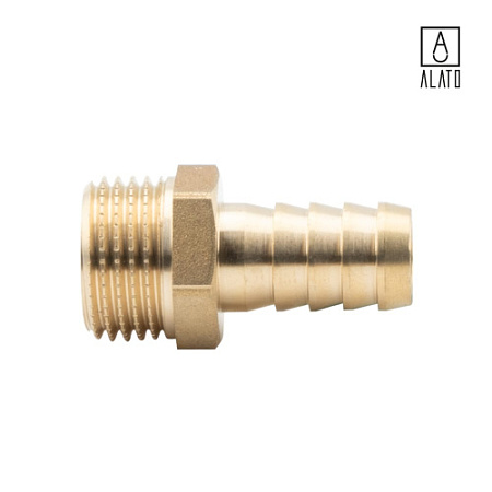 Штуцер для присоединения шланга НР, латунный, 0128-1514, 1/2" x Φ14