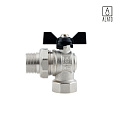 Кран шаровой угловой с «американкой», неполнопроходной, ВР/НР, ручка бабочка 0207-2525, 1&amp;quot; x 1&amp;quot;