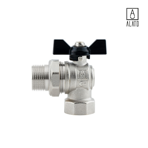 Кран шаровой угловой с «американкой», неполнопроходной, ВР/НР, ручка бабочка 0207-2525, 1&amp;quot; x 1&amp;quot;