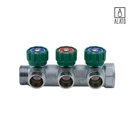 Регулирующий коллектор, подключение 3/4" (евроконус) 3 вых., 0312-0003, 1"x3/4"x3 вых