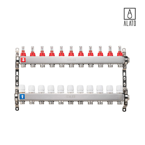 Коллектор с расходомерами ALATO 0301-0011, 1&amp;quot; x 3/4&amp;quot; x 11-вых