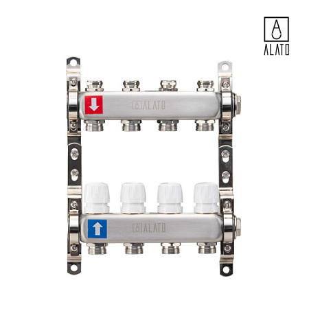 Коллектор без расходомеров ALATO 0302-0004, 1" x 3/4" x 4-вых