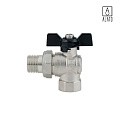 Кран шаровой угловой с «американкой», неполнопроходной, ВР/НР, ручка бабочка 0207-1515, 1/2&amp;quot; x 1/2&amp;quot;