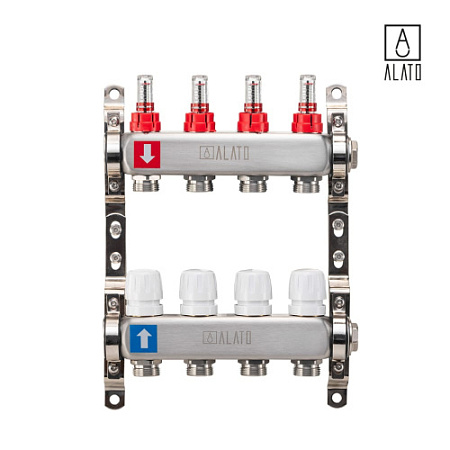 Коллектор с расходомерами ALATO 0301-0004, 1" x 3/4" x 4-вых