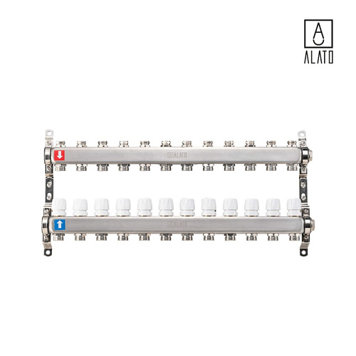 Коллектор без расходомеров ALATO 0302-0012, 1&amp;quot; x 3/4&amp;quot; x 12-вых