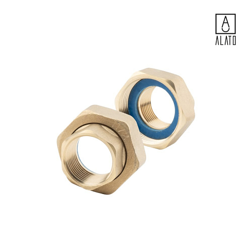 Гайка для насоса (в паре) ВР-ВР, латунная, 0134-4025, 1 1/2&amp;quot; x 1&amp;quot;