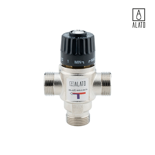 Термостатический смесительный клапан для систем отопления и ГВС, 0902-2020, 3/4&amp;quot;, 35‒60 °С