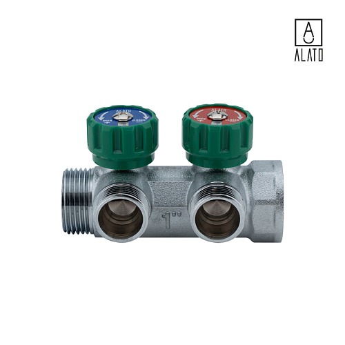 Регулирующий коллектор, подключение 3/4&amp;quot; (евроконус) 2 вых., 0312-0002, 1&amp;quot;x3/4&amp;quot;x2 вых