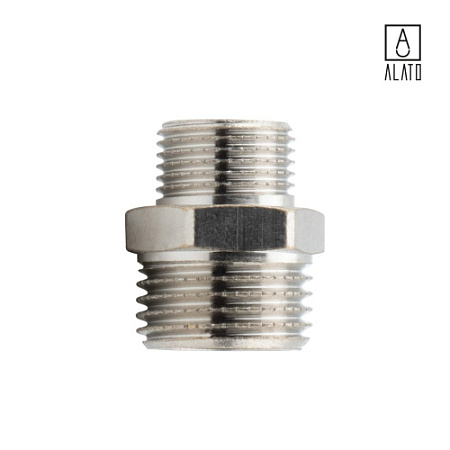 Ниппель переходной НР-НР, никелированный 0104-1510, 1/2" х 3/8"