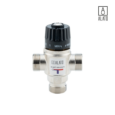 Термостатический смесительный клапан для систем отопления и ГВС, 0901-2020, 3/4", 20‒43 °С