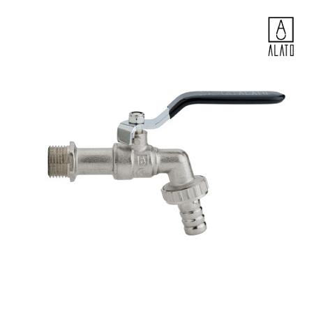 Кран шаровой, латунный, водоразборный, резьбы наружная-штуцер с накидной гайкой 0209-1515, 1/2"