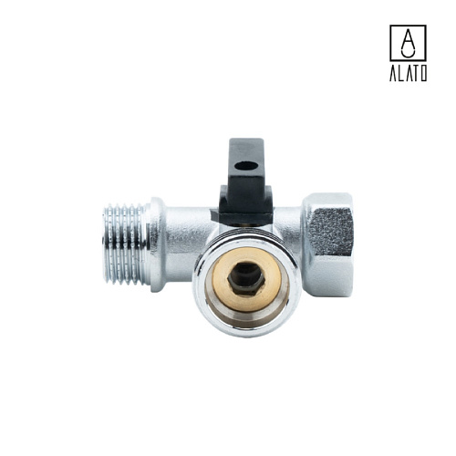 Миникран шаровой, проходной, для быт. тех., хром, резьбы НР-НР 0210-1520, 1/2&amp;quot; х 3/4&amp;quot; х 1/2&amp;quot;