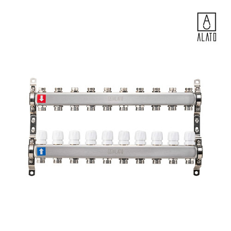Коллектор без расходомеров ALATO 0302-0010, 1" x 3/4" x 10-вых
