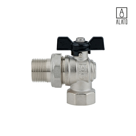 Кран шаровой угловой с «американкой», неполнопроходной, ВР/НР, ручка бабочка 0207-2020, 3/4" x 3/4" 