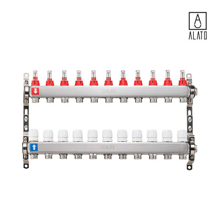 Коллектор с расходомерами ALATO 0301-0011, 1" x 3/4" x 11-вых