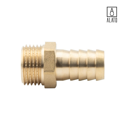 Штуцер для присоединения шланга НР, латунный, 0128-1516, 1/2&amp;quot; x Φ16