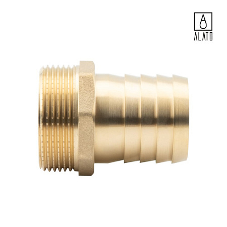 Штуцер для присоединения шланга НР, латунный, 0128-4040, 1 1/2" x Φ40