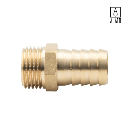 Штуцер для присоединения шланга НР, латунный, 0128-1518, 1/2" x Φ18