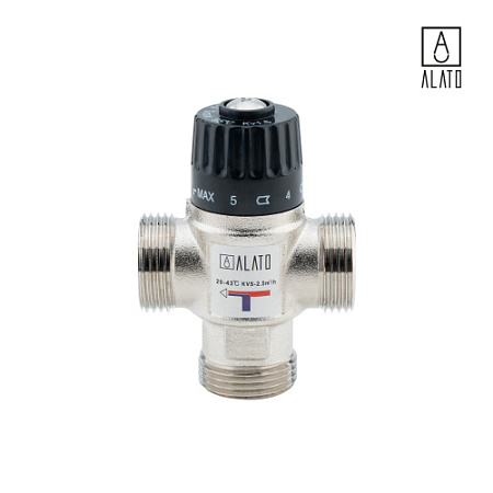 Термостатический смесительный клапан для систем отопления и ГВС, 0902-2525, 1", 35‒60 °С